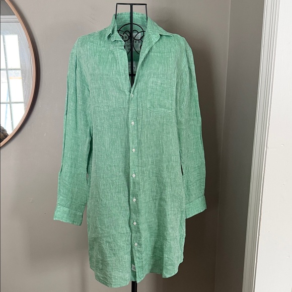 Frank and Eileen Linen Mary Dress in Green Size XS - Picture 2 of 8